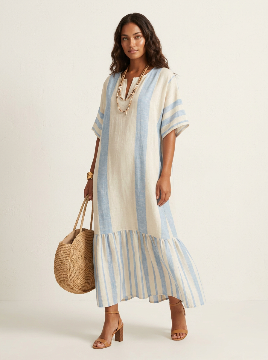 Luchtige Gestreepte Kaftan Jurk - Lina