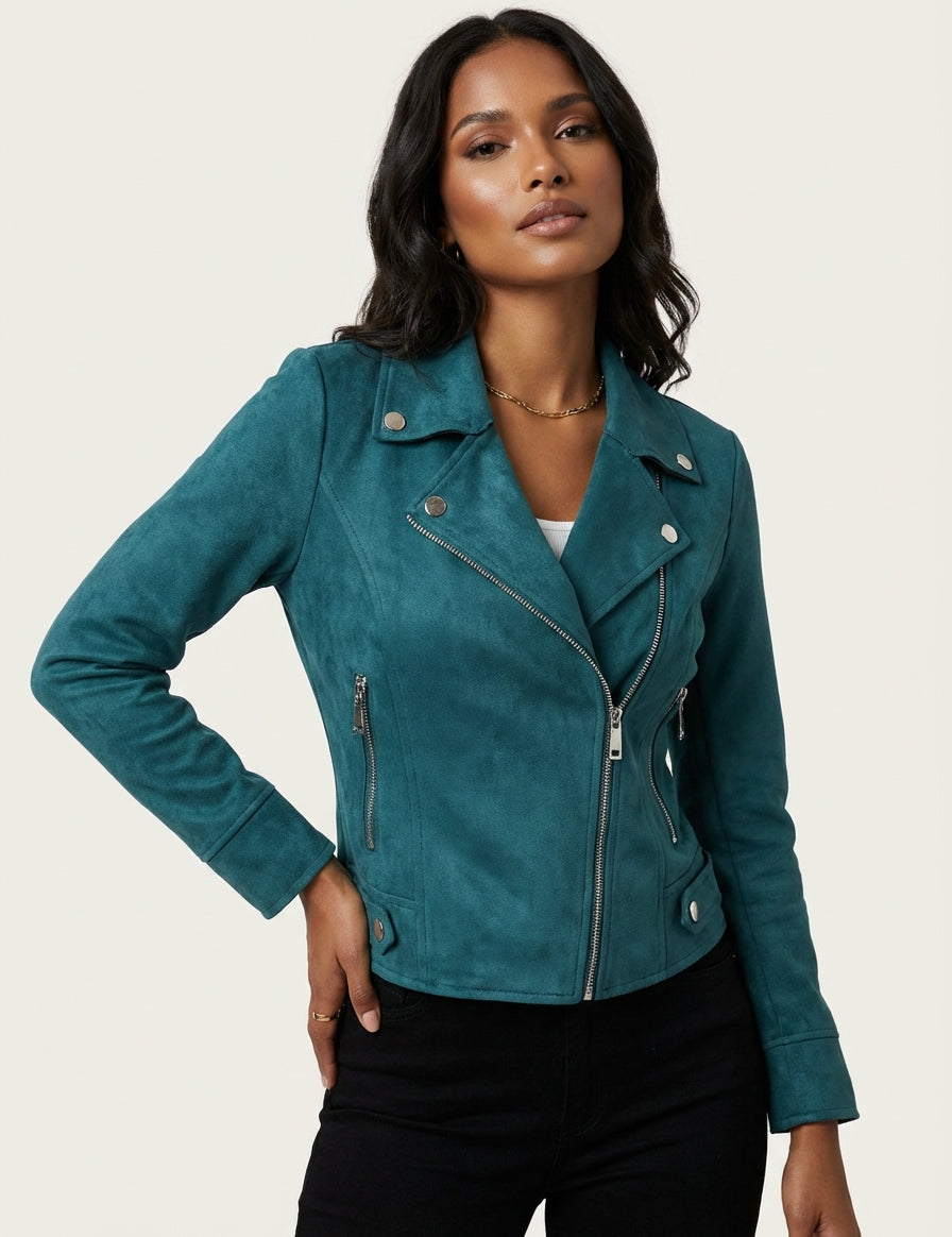 Suede biker jacket for women – Eef