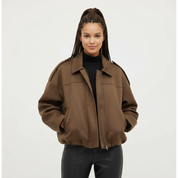 Suède oversize dames jasje met knoopsluiting en relaxte pasvorm – Elin