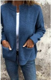 Tijdloos damesvest met zakken en zachte structuur