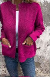 Tijdloos damesvest met zakken en zachte structuur