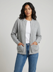 Tijdloos damesvest met zakken en zachte structuur