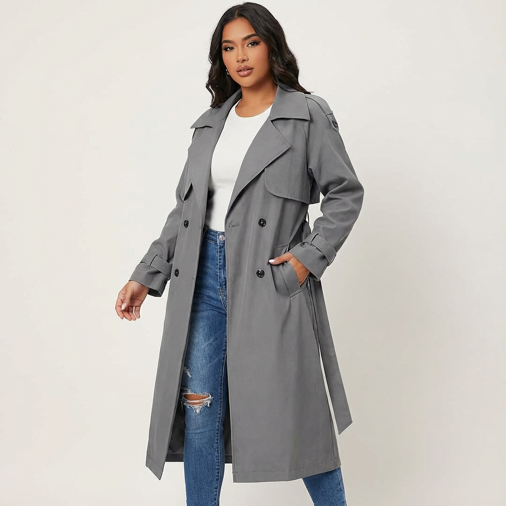 Elegant long-fit women’s trench coat - Camille