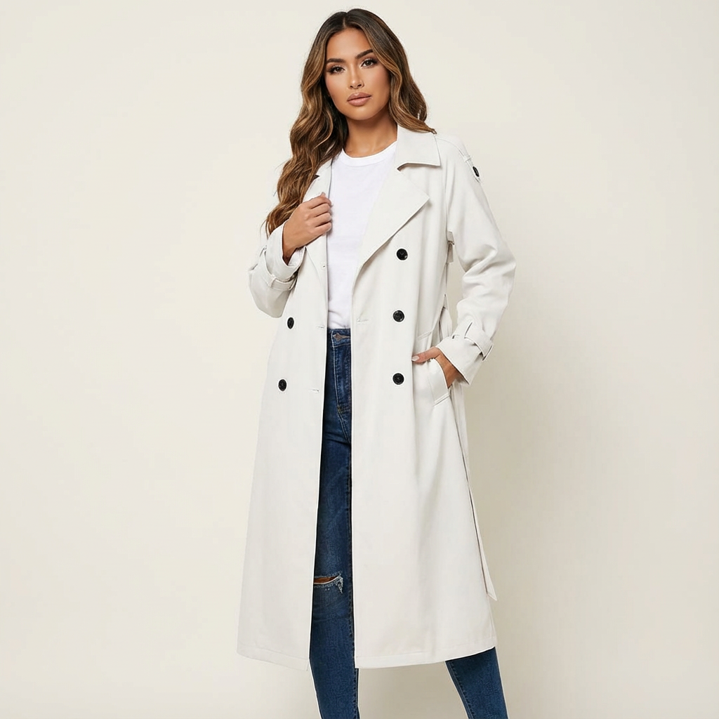 Elegant long-fit women’s trench coat - Camille