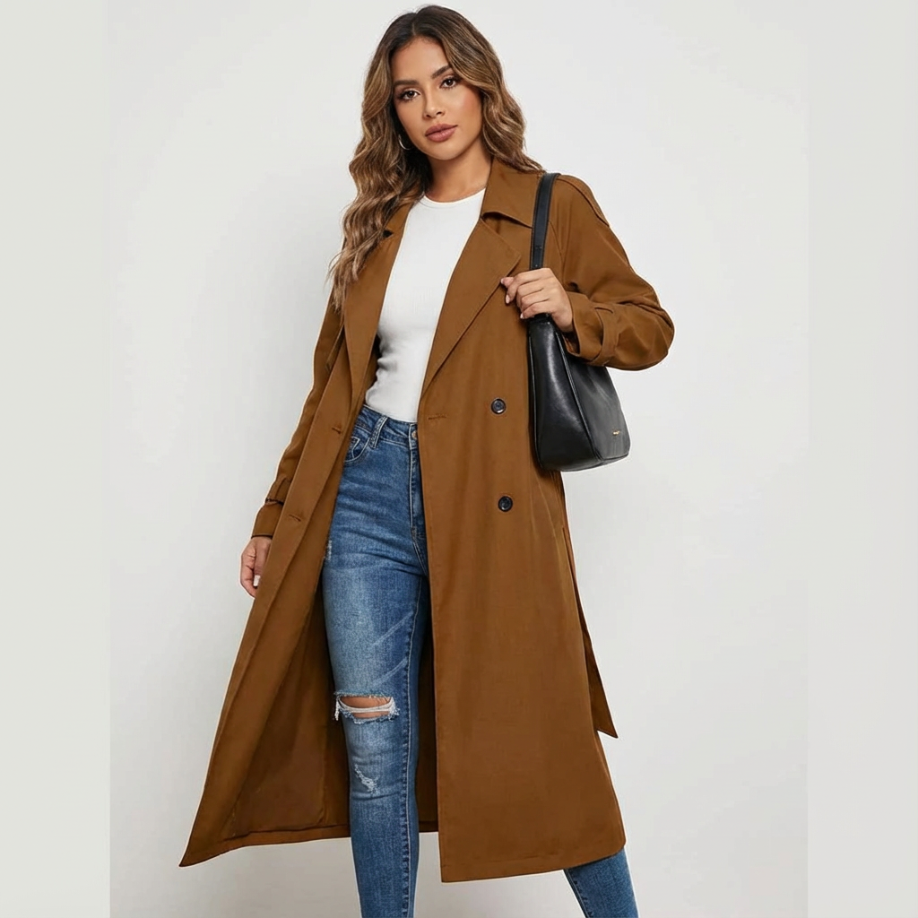 Elegant long-fit women’s trench coat - Camille