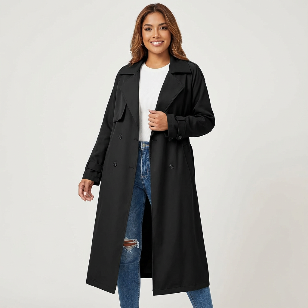 Elegant long-fit women’s trench coat - Camille