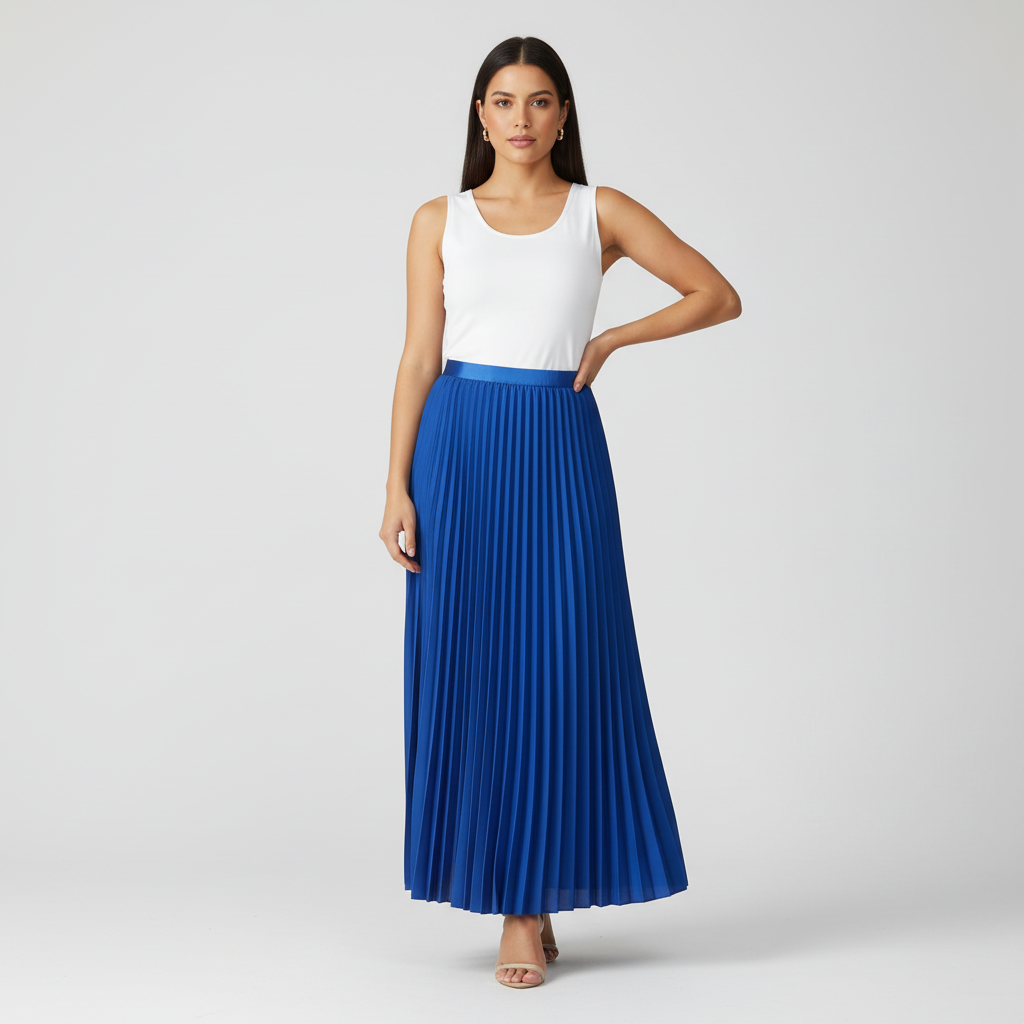 Tijdloze satijnen plissérok met elegante uitstraling