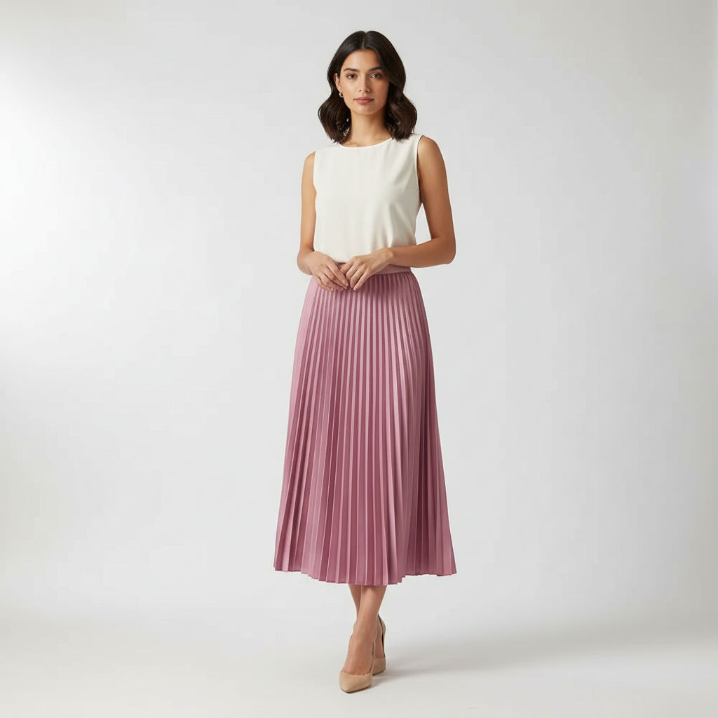 Tijdloze satijnen plissérok met elegante uitstraling