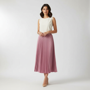 Tijdloze satijnen plissérok met elegante uitstraling