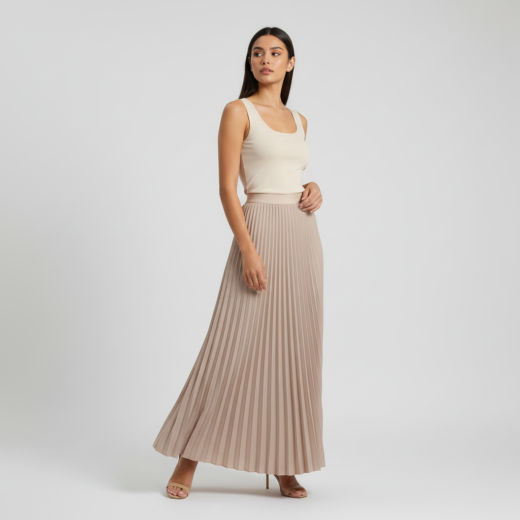 Tijdloze satijnen plissérok met elegante uitstraling