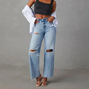 Trendy dames jeans met ripped details – Savona