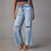 Trendy dames jeans met ripped details – Savona