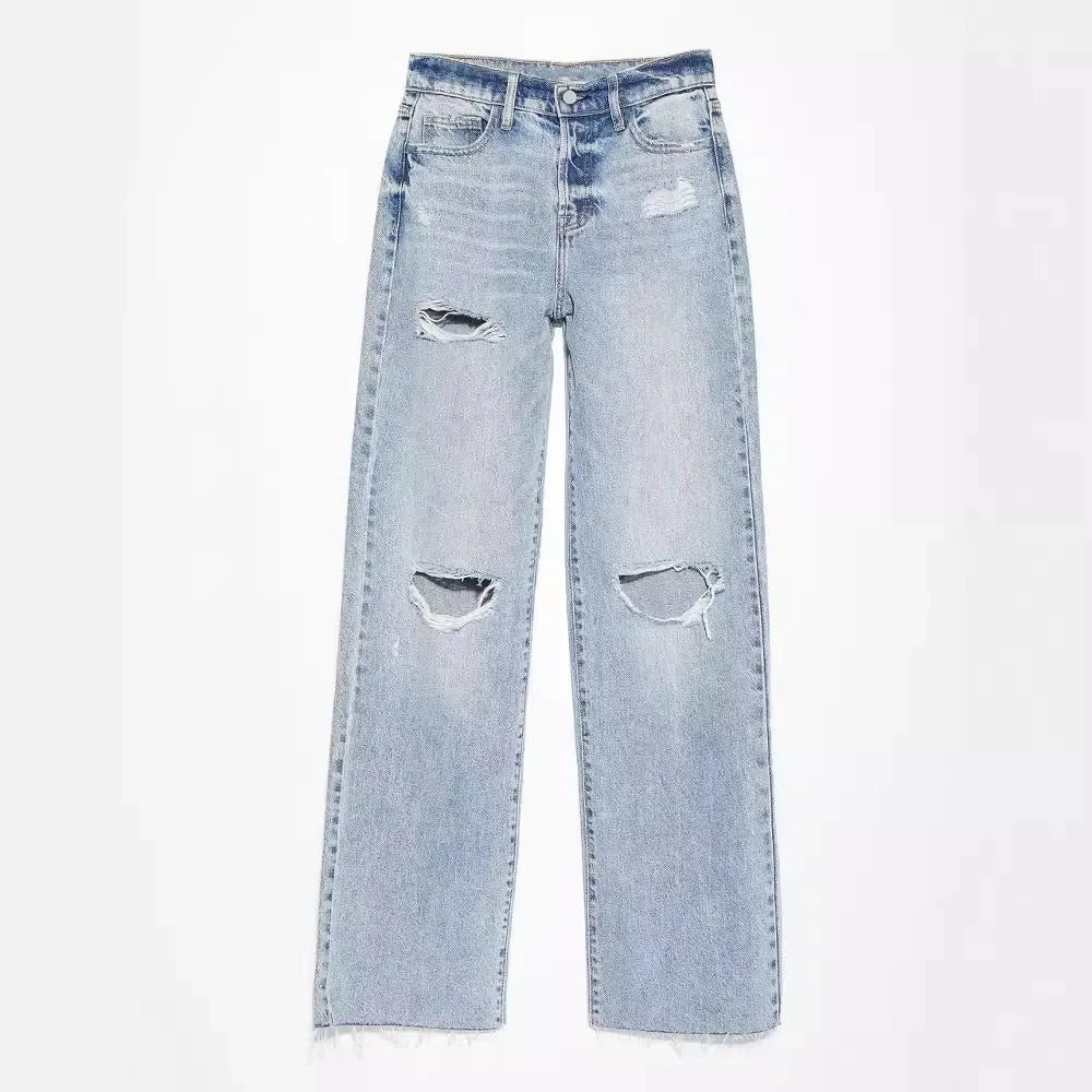 Trendy dames jeans met ripped details – Savona