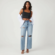 Trendy dames jeans met ripped details – Savona