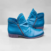 Trendy leren dames enkellaarsjes met ritssluiting