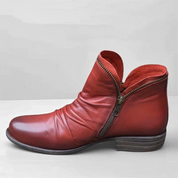 Trendy leren dames enkellaarsjes met ritssluiting