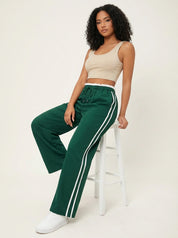 Trendy sportieve wide-leg broek met strepen