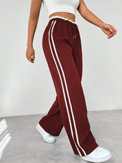 Trendy sportieve wide-leg broek met strepen
