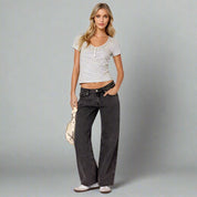 Trendy straight-leg dames jeans met lage taille – Roja