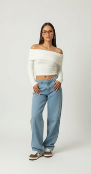 Trendy straight-leg dames jeans met lage taille – Roja