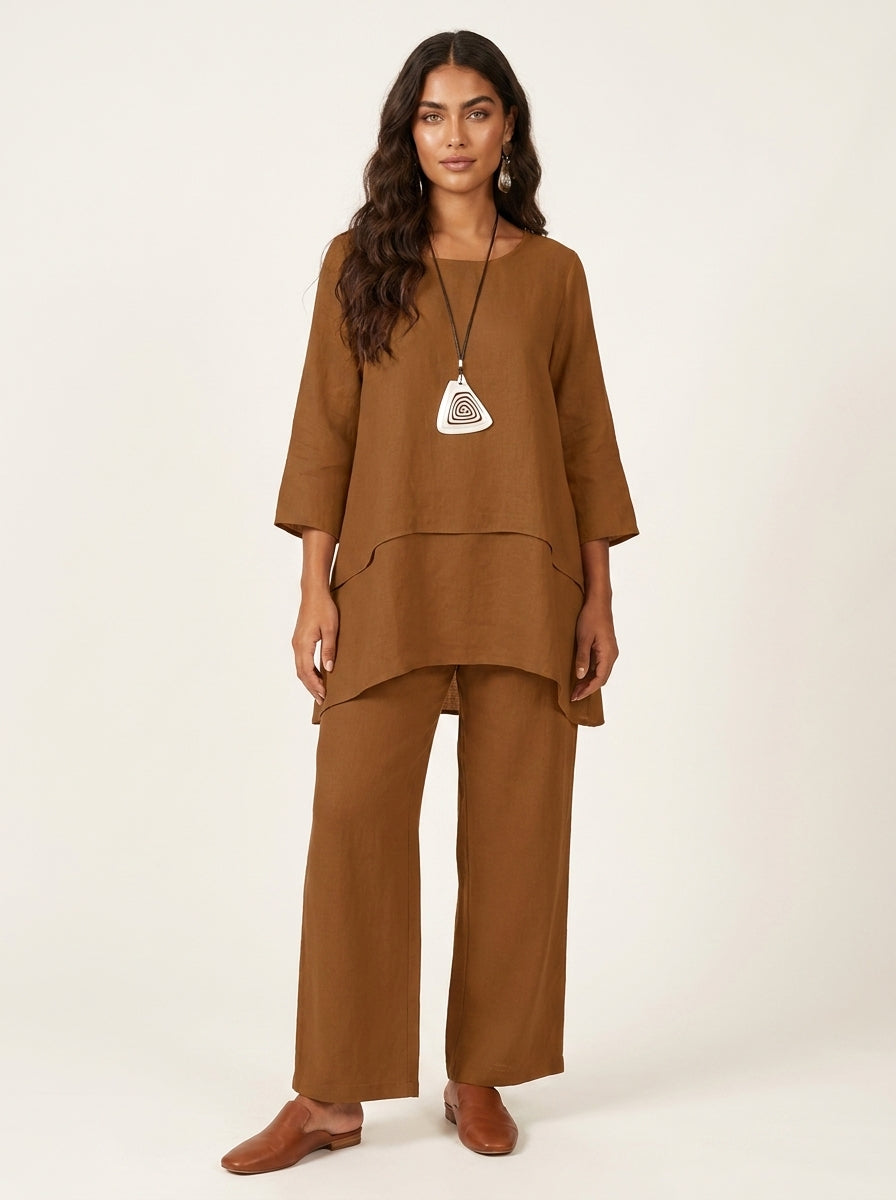 Tweedelige comfortset met wijde broek - Elena