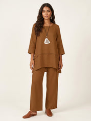 Tweedelige comfortset met wijde broek - Elena