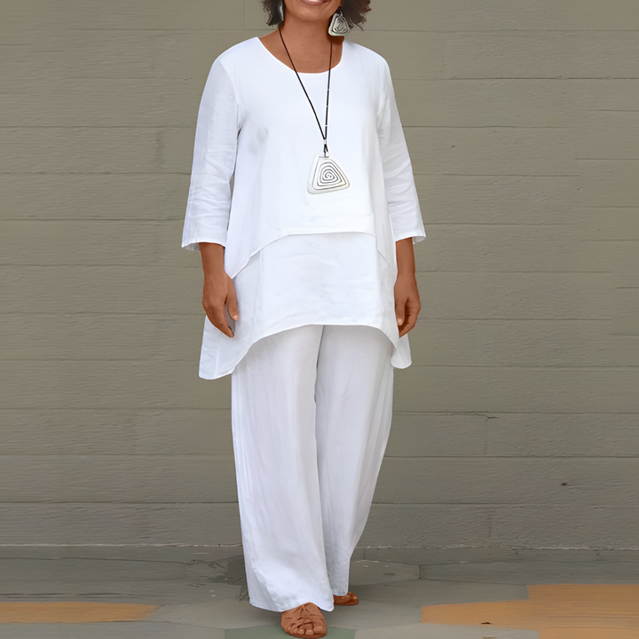 Tweedelige comfortset met wijde broek - Elena