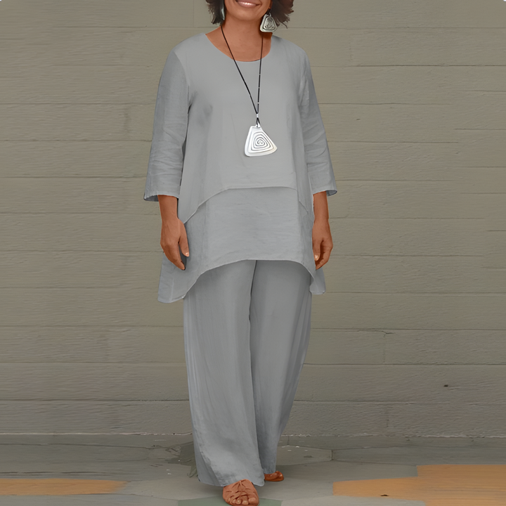 Tweedelige comfortset met wijde broek - Elena