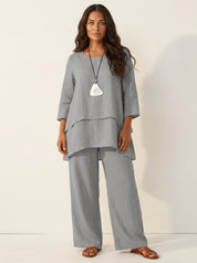 Tweedelige comfortset met wijde broek - Elena