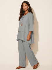 Tweedelige comfortset met wijde broek - Elena