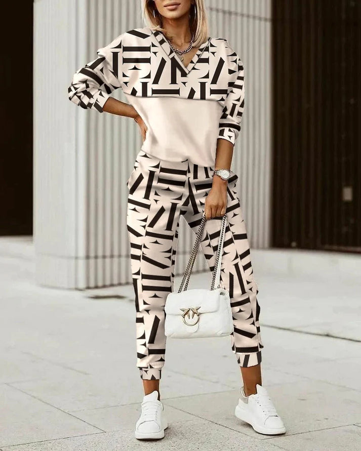 Tweedelige lounge set met trendy print - Olivia