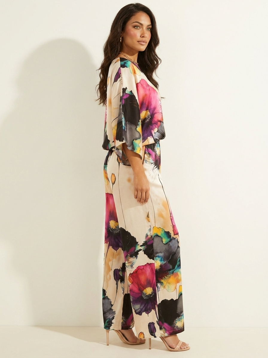 Tweedelige set met artistieke bloemenprint - Celeste