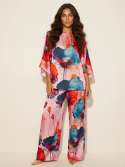 Tweedelige set met artistieke bloemenprint - Celeste