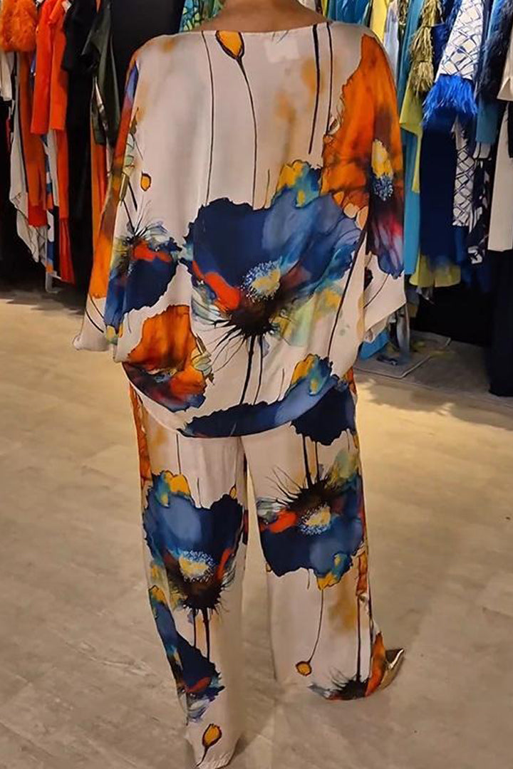 Tweedelige set met artistieke bloemenprint - Celeste