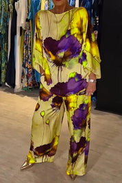Tweedelige set met artistieke bloemenprint - Celeste