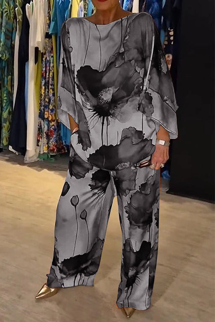 Tweedelige set met artistieke bloemenprint - Celeste