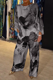 Tweedelige set met artistieke bloemenprint - Celeste