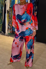 Tweedelige set met artistieke bloemenprint - Celeste