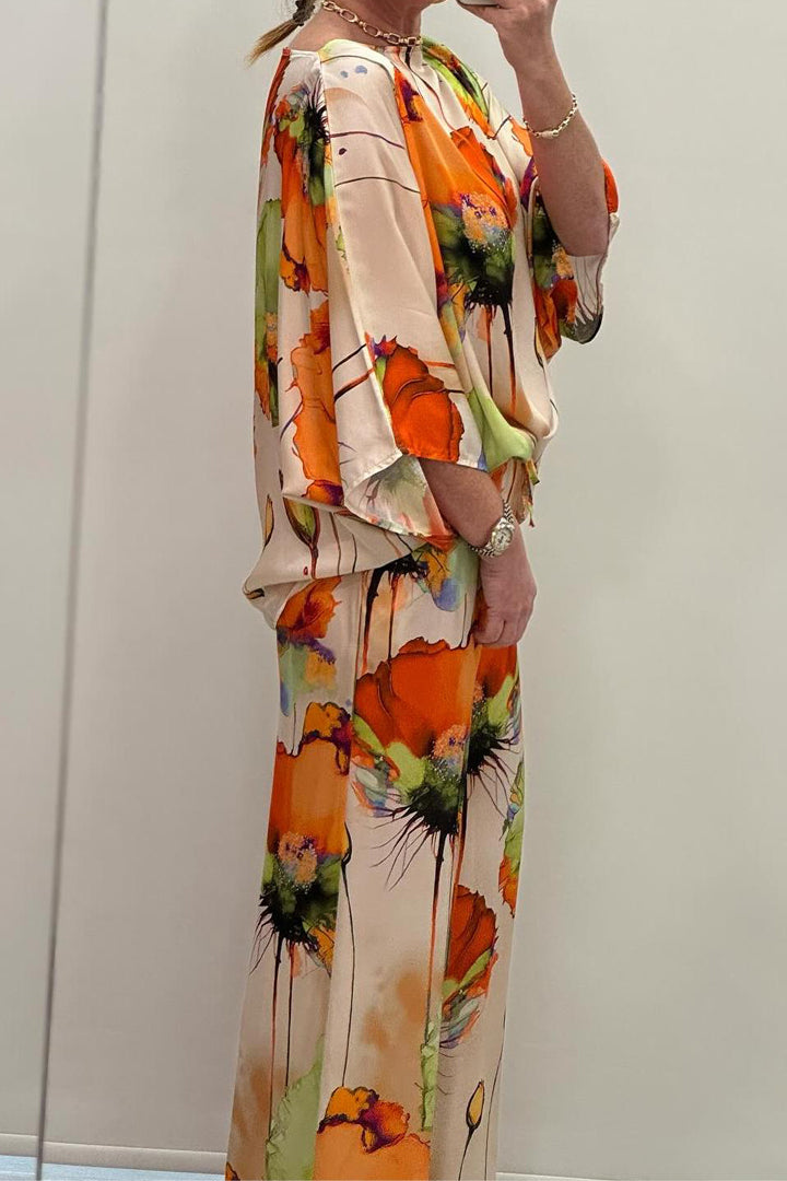 Tweedelige set met artistieke bloemenprint - Celeste