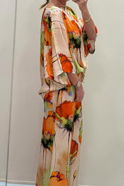 Tweedelige set met artistieke bloemenprint - Celeste