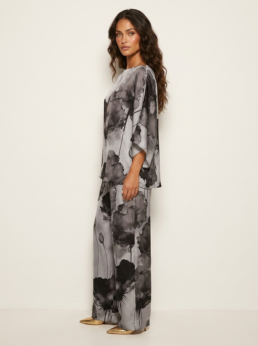 Tweedelige set met artistieke bloemenprint - Celeste