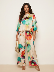Tweedelige set met artistieke bloemenprint - Celeste