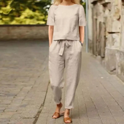 Tweedelige zomerset met strikceintuur - Elara