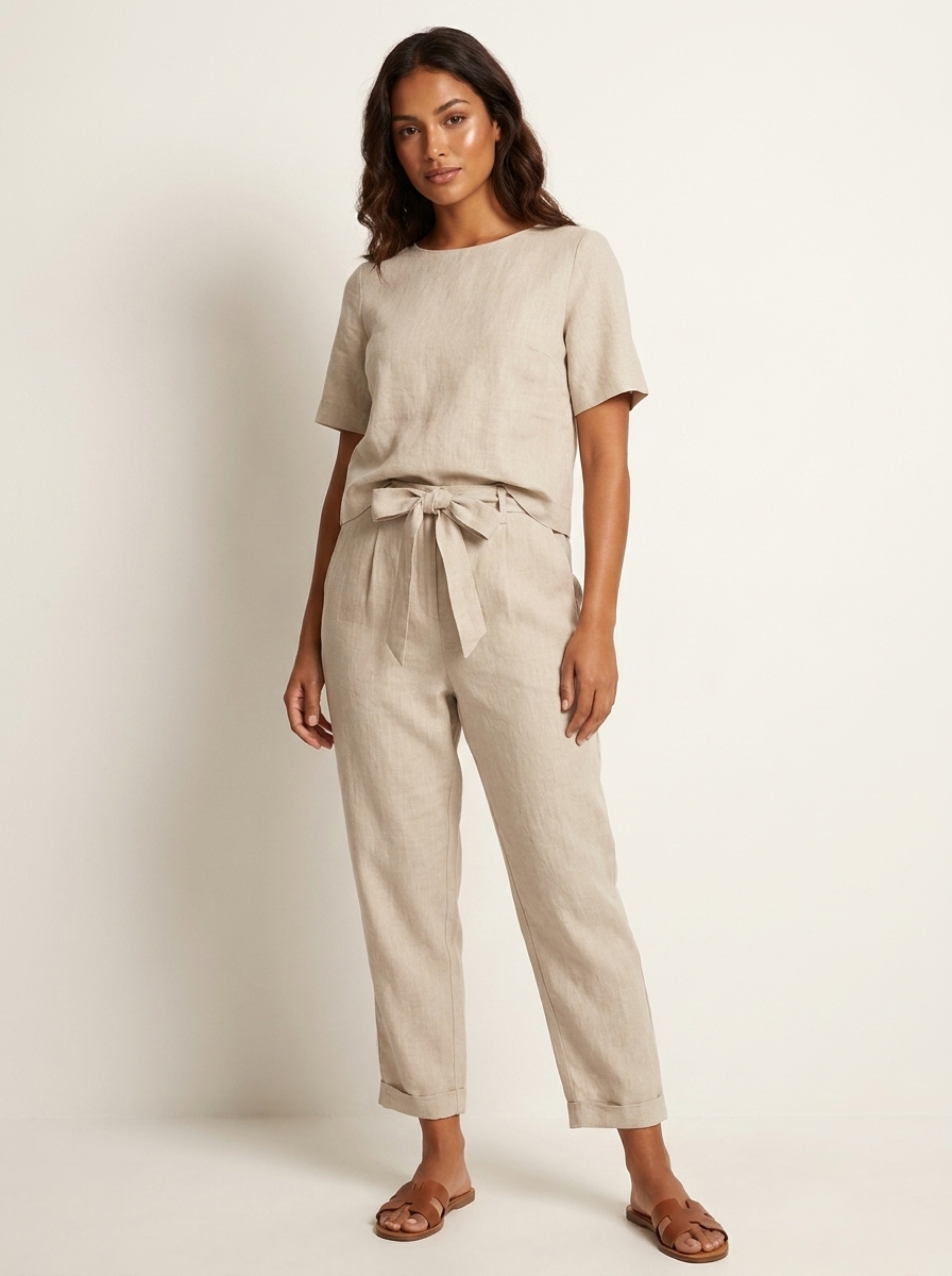 Tweedelige zomerset met strikceintuur - Elara