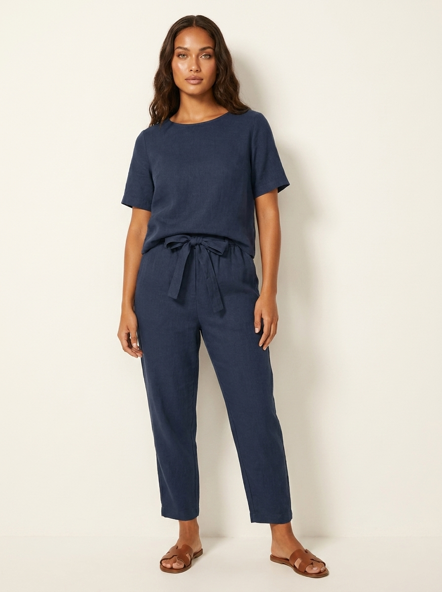 Tweedelige zomerset met strikceintuur - Elara