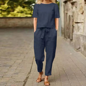Tweedelige zomerset met strikceintuur - Elara
