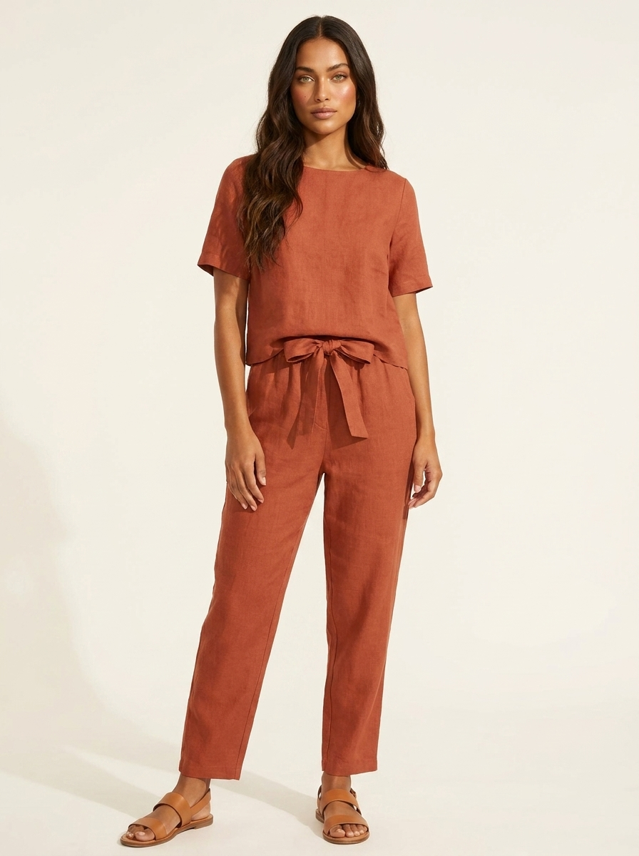Tweedelige zomerset met strikceintuur - Elara