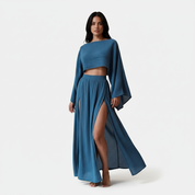 Tweedelige dames set met hoge split – Charlotte