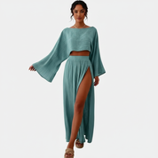 Tweedelige dames set met hoge split – Charlotte