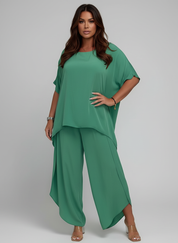 Tweedelige dames set met luchtige pasvorm en vloeiende stof